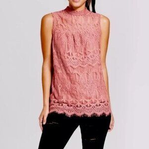 Womens Xhilaration Pink Lace Tank Top Size XL
